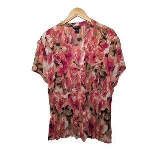 Women’s Plus Size 26/28 Lane Bryant‎ Ruffle Peasant Boho Button Up Blouse Top 3X
